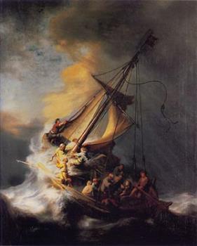 Painting by Rembrandt - Christ in the Storm on the Lake of Galilee, 1633. Oil on canvas Painting by Rembrandt - Christ in the Storm on the Lake of Galilee, 1633. Oil on canvas