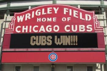 GO CUBBIES - This is what you see at Wrigley Field in Chicago Ill. outs side of the stadium