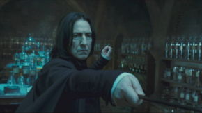 Severus Snape - Here&#039;s a little excerpt from Wikipedia..Interesting bit of info for me lies in the years he attended Hogwarts.

Severus Snape (born January 9, c.1958) is a fictional character in the Harry Potter series of novels by J. K. Rowling. His first appearance was in the book Harry Potter and the Philosopher&#039;s Stone, published in 1997.

Snape attended Hogwarts School of Witchcraft and Wizardry from c. 1969 to c. 1976, was appointed Professor of Potions, and Head of Slytherin house, in c. 1981.

His physical appearance is that of the classic villain: thin, "hook-nosed" and having "long, greasy hair", clad in forbidding black robes "like an overgrown bat".[HP1] Harry Potter intensely dislikes and distrusts Snape for his chequered past and the animosity Snape displays towards him.

In the Harry Potter films, the character is played by actor Alan Rickman.