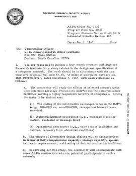 Defense Department Memo - Memo from the origionation of he internet