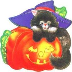 happy halloween - a cat on a pumpkin for halloween