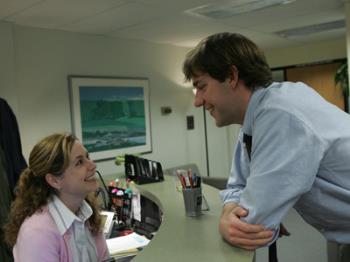Pam & Jim - Pam & Jim at the office on &#039;The Office&#039;.