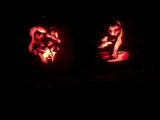 Pumpkins - Wolves head and black panter pumpkin carvings.