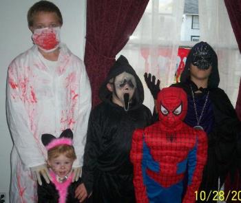 Here are 5 of them! - Here are my children!  Obviously they are dressed to go trick or treating!  They are from left to right Jeremy, Caleb, Joseph, Olivia and Blake.