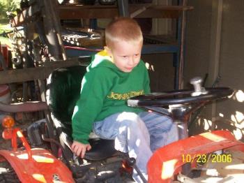 my son - my happy son, he loves tractors