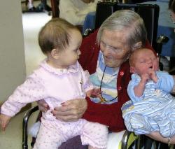 my nannie - a pic of my grandmother with my 2 kids