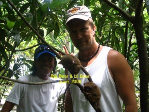 Big Bear and Lil Bear and Tarsier - My husband and I at a Tarsier center on the island Bohol in the Philippines