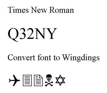 Secret Message - This is what happens when you type Q32NY amd change the font to Wingdings.