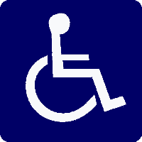 handicapped - When you see this symbol, please be respectful of the privilege and need of the people who need to park here.  Also, please be patient with and tolerant of handicapped people in wheelchairs, on scooters, or using canes or crutches who may be making their way slowly across a parking lot or other traffic area.  