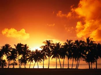 Aitutaki Island at Sunset, Cook Islands - Aitutaki Island at Sunset, Cook Islands