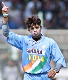 sreesanth - tis is the picture of the young brilliant indian pacer santhakumaran sreesanth