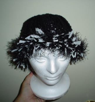 Knitted hat with black and white novelty yarn. - I wear this hat all the time. It's become one of my favorites. Knitted hat with black and white novelty yarn. - I wear this hat all the time. It's become one of my favorites.