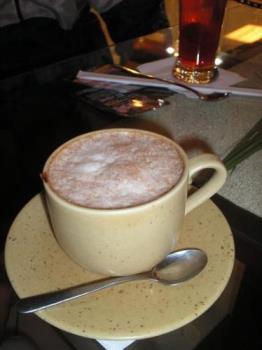 Hot chocolate at cafe - Here&#039;s a hot chocolate. it&#039;s delicious n yummy! one of modification from chocolate into drink :)