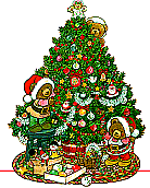 Happy Holidays to one and all! - This is a cute little picture of little bears decorating a christmas tree and it has presents under the tree also. It is a cute little picture. 