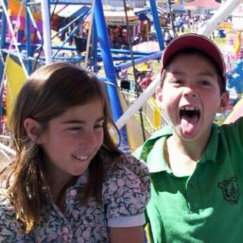 kids having a little bit of fun - my kids at a local show 