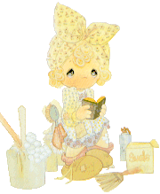 Precious Moments - a precious moments girlw ith cleaning supplies