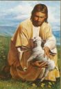 Christ, Lamb of God - painting of Jesus Christ with a little lamb