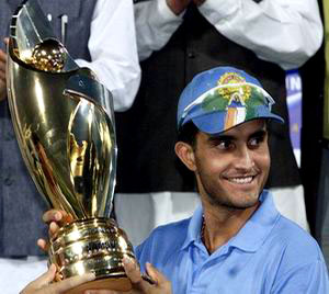 Saurav Ganguly - Saurav Gunguly holding the odi winning trophy.
