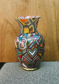 Kens Vase - This is one of the vases that I made and sold.  I used paint pens to design the vase.  