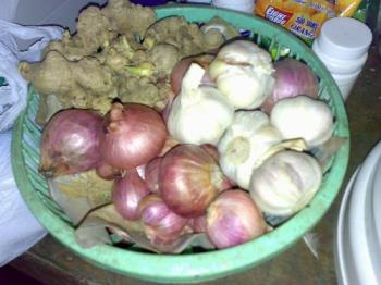 spices - spices: garlic, onion and ginger