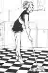 mopping - we can use a handled mop or get down on hands and knees and scrub with a brush wetted in a bucket