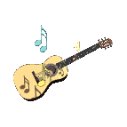 Guitar - Guitar with flying notes gif