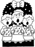 Christmas Carols - a picture of three kids singing christmas carols