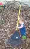 young tot helping - yard work is wonderful to share, if we keep our heads about us we might find the opportunity to play