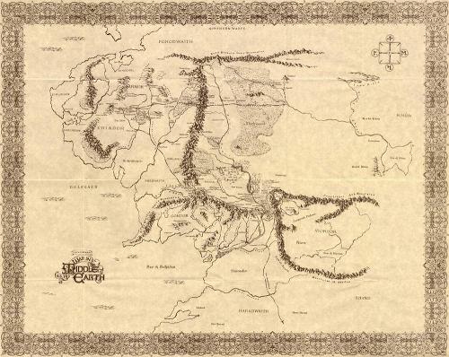 Map of Middle Earth - This is the place where whole Lord of the Rings Scene take place. The battle of middle earth in LOTR
