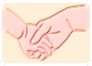 hand by hand - to hands holding each other 