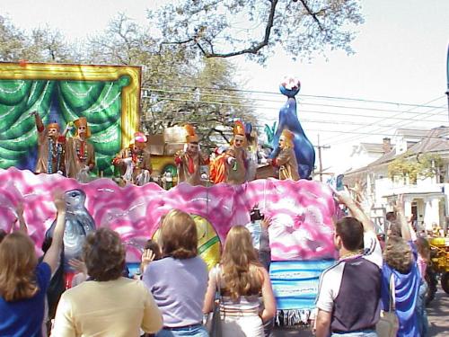 Parade Float - Float in small Mardi Gras parade Parade Float - Float in small Mardi Gras parade
