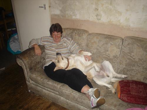 my wife and my dog, nero - this is one taken with my camra with my wife and our dog, nero