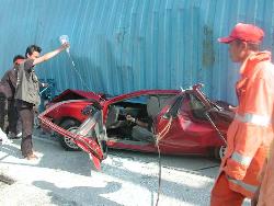 Flat Car - A big container fell on this car