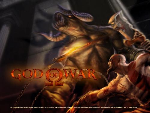 God of  War - Hello! This is another great God of War wallpaper! You can see Kratos,the God of War,fighting with a minotaur. I think it is great