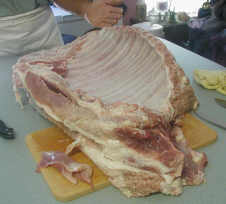 Pork being Dressed - Here is a pic of a portion of a pig we rasied for meat. My husband & son dressed her out at 300 lbs.