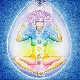 Another Depiction of the 7 Chakras - This picture ties the Chakras in to the total energy body or Aura that many people believe is the basis for how acupuncture, shiatsu, and Reiki massage are able to cure ailments in the physical body.