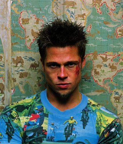 Brad Pitt during a fight - one of the brutal fights