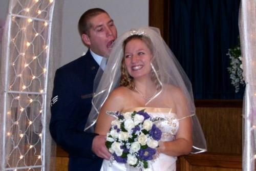 Hungry Hubby - Ok..so some advice for brides..make SURE your groom has breakfast before he shows up to the church..or THIS is what you get..I didnt know until I got the pics back that he was doing this most of the time we were taking pics!