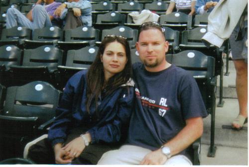 Me on our HoneyMoon - Of course it is a Pro Baseball game, what better way to spend a night on our honeymoon, except for maybe a Dallas Cowboy game.