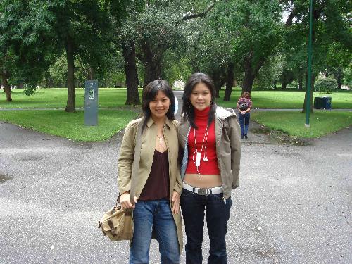 Cherie and I - This is my sister cherie. The other is obviously me.   We were in a park.