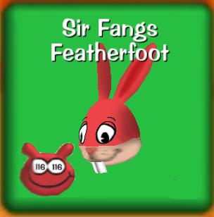 Toontown - Sir Fangs Featherfoot - This is one of my toons, Sir Fangs Featherfoot, currently with 116 laugh points. In another account, my daughter is building another Sir Fangs Featherfoot, which will be missing drop. My Sir Fangs is missing Trap.