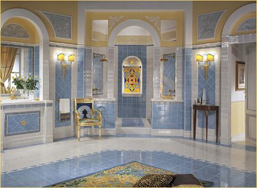Interior with tiles - this interior is indeed uses a lot of wal tiles and the colour selection is cool