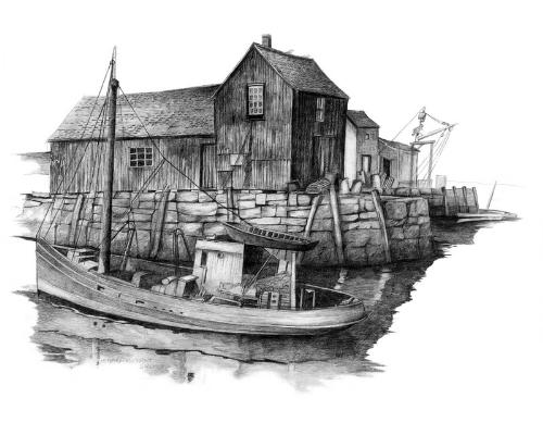 Motif #1, Rockport MA - This is from my pencil drawing, Motif#1.,Rockport MA. Rockport is a New England Fishing and Lobstering Community. The Motif is the most drawn, photograhed, painted building in the world.