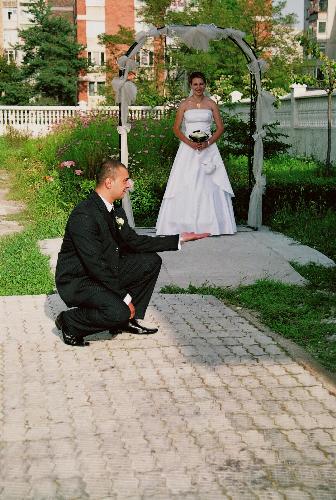 This is an imagine from a wedding,from my country - This is an imagine from my country,Romania.At this wedding the bride was very young and her husband,too.They are very happy and their parents helped them very much to do this wedding and for have a house.They are very young and they love one of each other.I think that this wedding is an example for others.
I wish you luck!