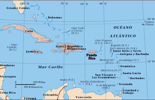 Map of Caribbean - Caribbean map, Puerto Rico