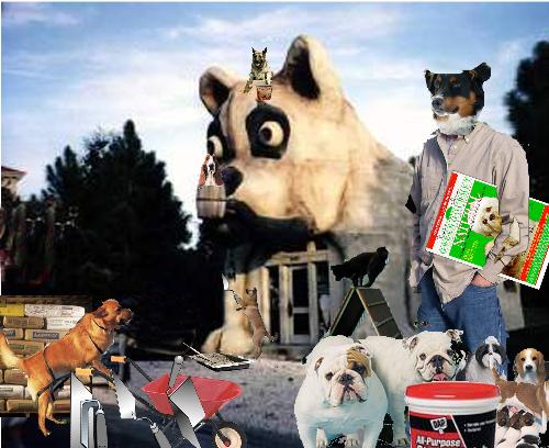 Working Dogs - Here are some talented dogs building a doghouse