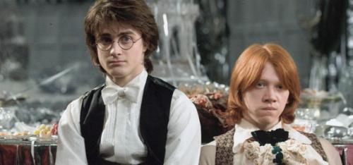 Harry and Ron - Daniel Radcliffe and Rupert Grint at the Yule Ball in a still from Harry Potter and the Goblet of Fire.