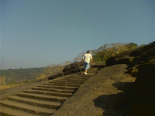 Stairway to Heaven - Stairway in the Black Mountain (Kanheri) in Mumbai. It's a stairway to the top of the mountain. Hey, its is not built with cement but they are well carved directly in the mountain itself. We were there to visit some caves which dates back first century B.C.