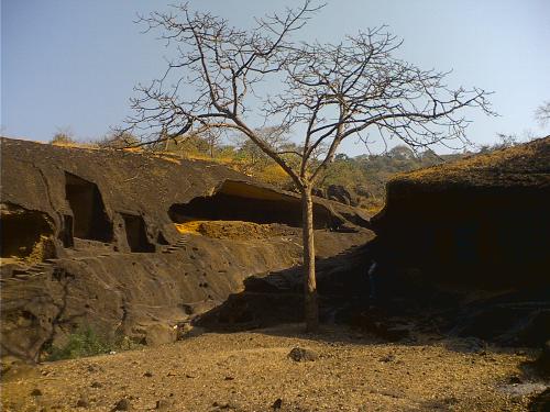 Kanheri Caves - My best shot for this trip to Kanheri.  There are 3 of 109 caves in the black mountain.  Inside these caves are lovely sculptures of Buddha.