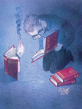 study - he trying to study some thing observe in this a joke is there